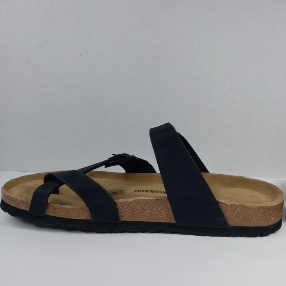 Cushionaire Luna Women's 11 M Black Leather Cork Footbed Adjustable Sandals - Picture 9 of 11